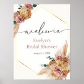 Boho Pampas Grass Dried Bouquet Willkommen Poster (Vorne)