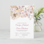 Boho Pampas Grass Dried Floral Blush Rose Hochzeit Einladung (Stehend Vorderseite)