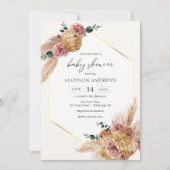 Boho Pampas Grass Driving Bouquet Baby Shower Einladung (Vorderseite)