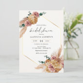 Boho Pampas Grass Driving Bouquet Brautparty Einladung (Stehend Vorderseite)