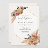 Boho Pampas Grass Driving Bouquet Brautparty Einladung (Vorne/Hinten)