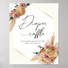 Boho Pampas Grass Driving Bouquet Diaper Raffle Po Poster