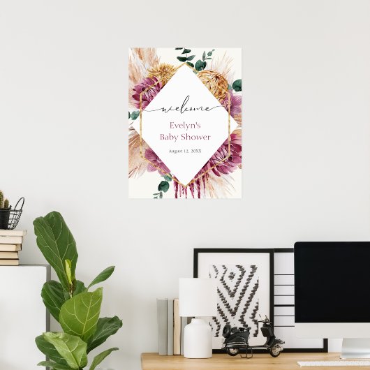 Boho Pampas Grass Driving Bouquet Willkommenspende Poster (Heimbüro)