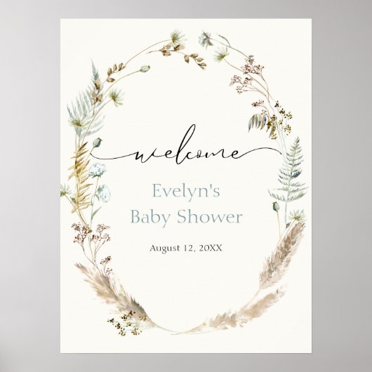 Boho Pampas Grass Driving Bouquet Willkommenspende Poster (Vorne)