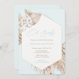 Boho Pampas Grass Driving Palms Boy Baby Shower Einladung