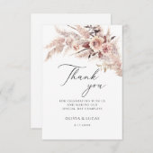 Boho Pampas Grass Dry Blume Blumencreme Hochzeit Dankeskarte (Vorne/Hinten)