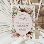 Boho Pampas Grass Dusty Pink Brown Floral Wedding Einladung