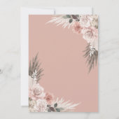 Boho Pampas Grass Dusty Pink Floral Wedding Einladung (Rückseite)