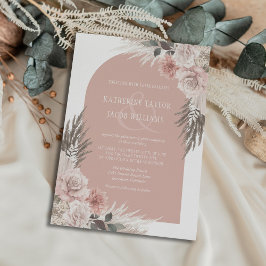 Boho Pampas Grass Dusty Pink Floral Wedding Einladung
