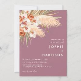 Boho Pampas Grass Dusty Rose Wedding Einladung