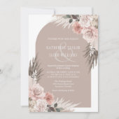Boho Pampas Grass Earth Tones Floral Wedding Einladung (Vorderseite)