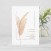 Boho Pampas Grass Earth Tones Simple Wedding Einladung (Stehend Vorderseite)