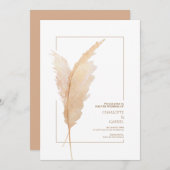 Boho Pampas Grass Earth Tones Simple Wedding Einladung (Vorne/Hinten)