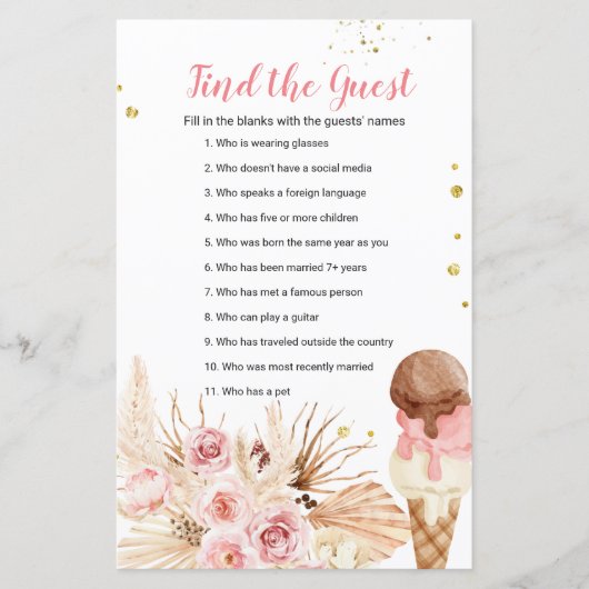 Boho Pampas Grass Eis Finden Sie das Gast Spiel (Vorderseite)