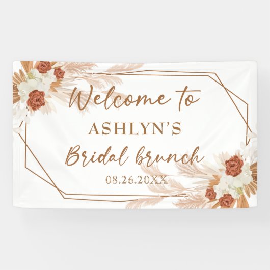Boho Pampas Grass Elegant Bridal Brunch Hintergrun Banner (Horizontal)