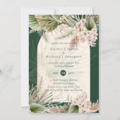 BOHO Pampas Grass Emerald Green Wedding Einladung (Vorderseite)