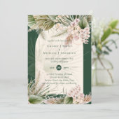 BOHO Pampas Grass Emerald Green Wedding Einladung (Stehend Vorderseite)