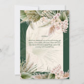 BOHO Pampas Grass Emerald Green Wedding Einladung (Rückseite)