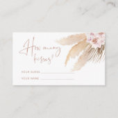 Boho pampas grass erraten, wie viele Küsse Begleitkarte (Vorderseite)