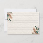 Boho Pampas Grass Eukalyptus Beige Rezept Karte (Rückseite)