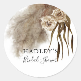 Boho Pampas Grass Fall in Liebe Brautparty Runder Aufkleber