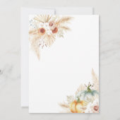 Boho Pampas Grass Fall Pumpkin Hochzeit Einladung (Rückseite)