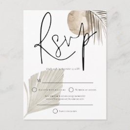Boho Pampas Grass fan Wedding RSVP Postcard Postkarte