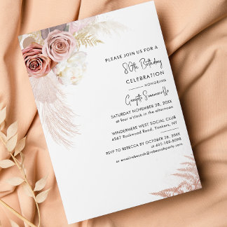 Boho Pampas Grass Floral 80. Geburtstag Einladung