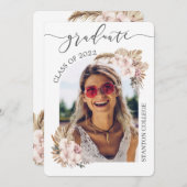 Boho Pampas Grass Floral Arch Picture Abschluss Einladung (Vorne/Hinten)