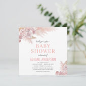 Boho Pampas Grass Floral Baby Dusche Einladung (Stehend Vorderseite)
