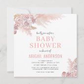 Boho Pampas Grass Floral Baby Dusche Einladung (Vorderseite)