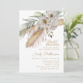 Boho Pampas Grass & Floral Brautparty Einladung (Stehend Vorderseite)
