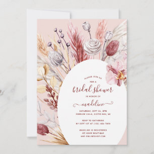 Boho Pampas Grass Floral Brautparty Einladung