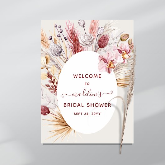 Boho Pampas Grass Floral Brautparty Willkommen Poster