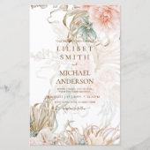 BOHO Pampas Grass Floral Coral Sage Wedding (Vorderseite)