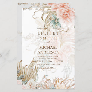 BOHO Pampas Grass Floral Coral Sage Wedding