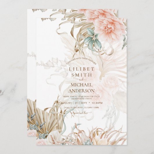 BOHO Pampas Grass Floral Coral Sage Wedding (Vorne/Hinten)