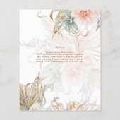 BOHO Pampas Grass Floral Coral Sage Wedding Flyer (Hinten)