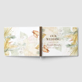 BOHO Pampas Grass Floral Coral Sage Wedding Gast Gästebuch (Voll)