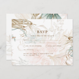 BOHO Pampas Grass Floral Coral Sage Wedding Postkarte
