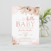 Boho Pampas Grass Floral Desert Hello Baby Dusche Einladung (Stehend Vorderseite)
