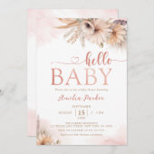 Boho Pampas Grass Floral Desert Hello Baby Dusche Einladung (Vorne/Hinten)