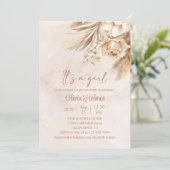 Boho Pampas Grass Floral Es ist eine Girl Baby Dus Einladung (Stehend Vorderseite)