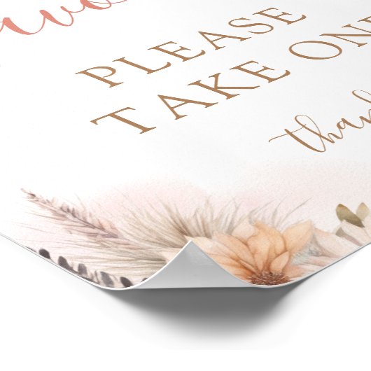 Boho Pampas Grass Floral Girl Baby Duwer Favoriten Poster (Ecke)