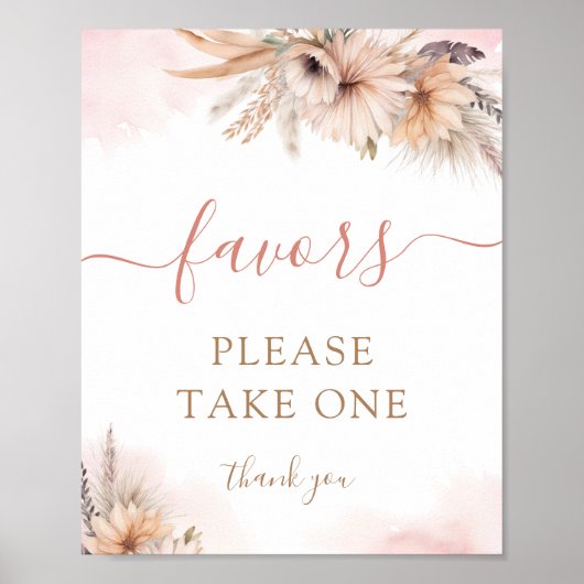 Boho Pampas Grass Floral Girl Baby Duwer Favoriten Poster (Vorne)