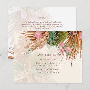 BOHO Pampas Grass Floral Hochzeit speichern das Da Postkarte