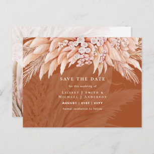 BOHO Pampas Grass Floral Hochzeit speichern das Da Postkarte