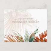 BOHO Pampas Grass Floral Hochzeit speichern das Da Postkarte (Rückseite)