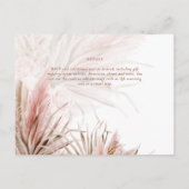 BOHO Pampas Grass Floral Hochzeit speichern das Da Postkarte (Rückseite)