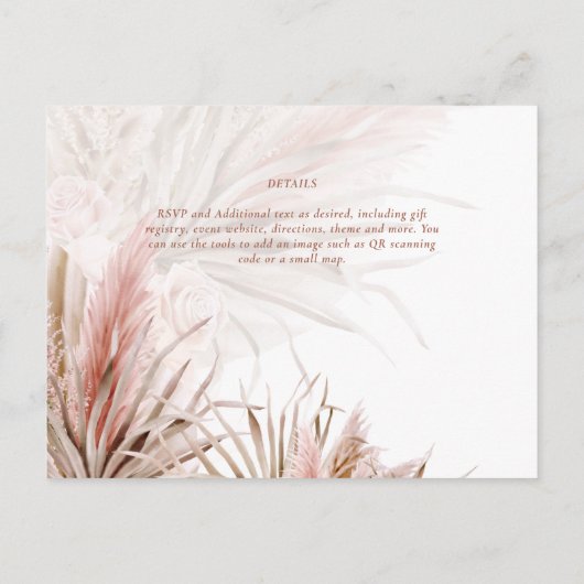 BOHO Pampas Grass Floral Hochzeit speichern das Da Postkarte (Rückseite)